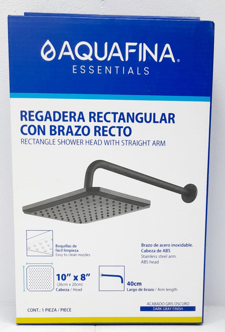 AQUAFINA BLUE Shower Head Aquafina Rectangle 10" X 8" Dark Grey A-SHRE10X8-3