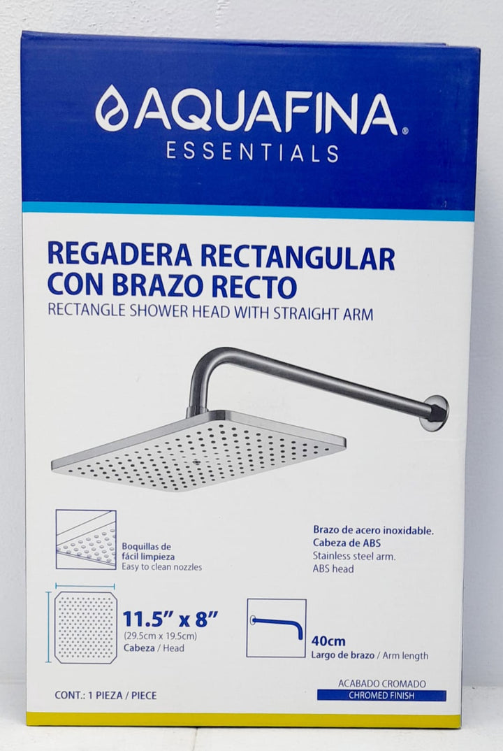AQUAFINA BLUE Shower Head Aquafina Rectangle 11.5" X 8" Chrome A-SHRE11-5X8-1