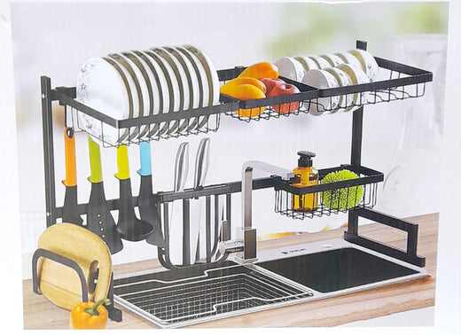 Dish Rack Over Double Sink Stainless Steel Black AA-3635