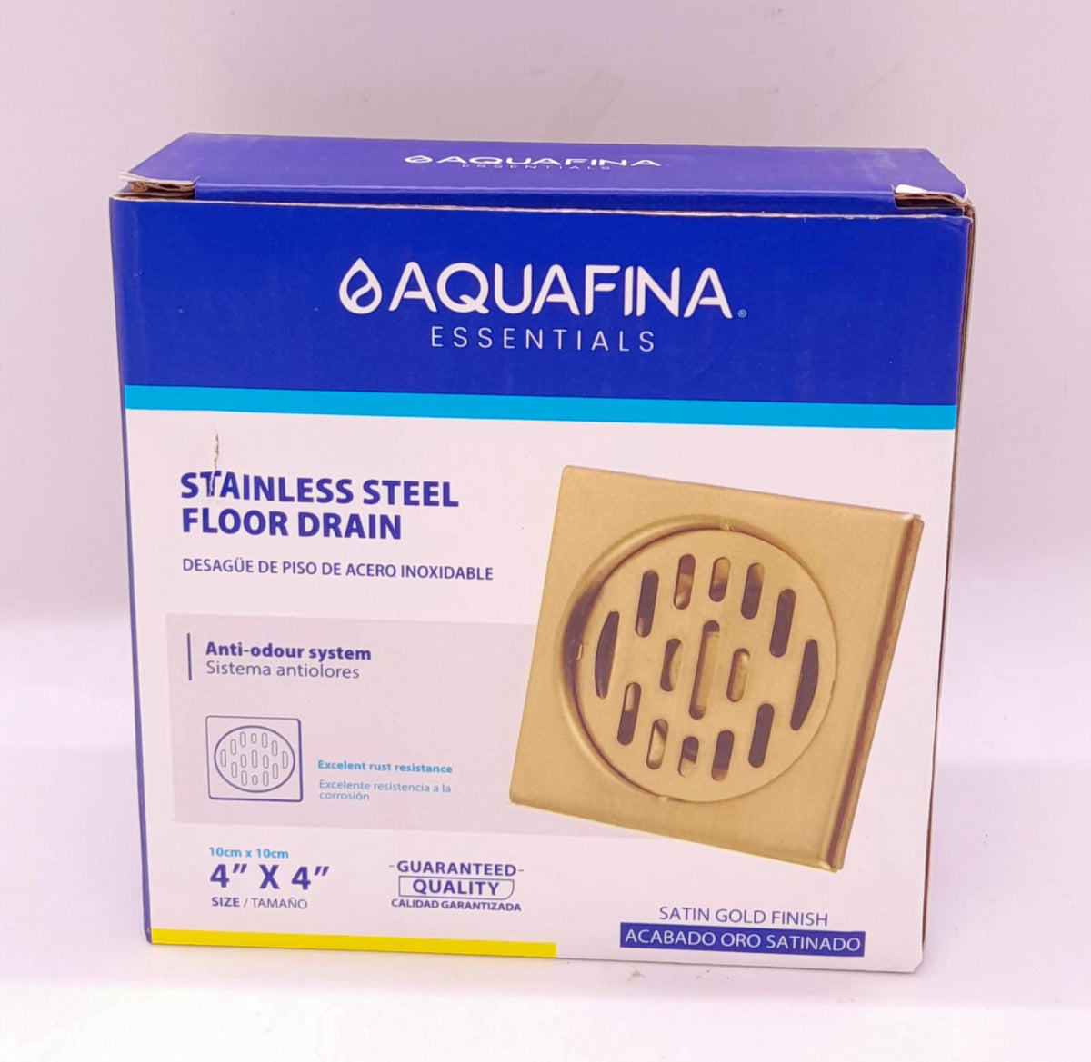 AQUAFINA BLUE Floor Drain Metal Aquafina 4"X4" A-FD-S01SG