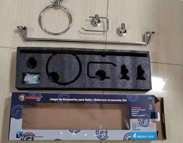 CENTURION Bathroom Accessories Set 4PCS Usa Towel RING/TOILET Paper HOLDER/HOOK/TOWEL Bar BAS003
