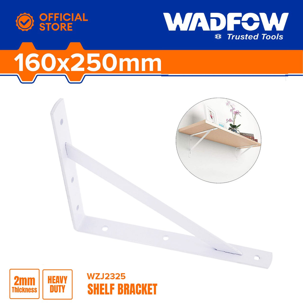 WADFOW Shelf Bracket White WZJ2325 6X10 2MM Sold Each