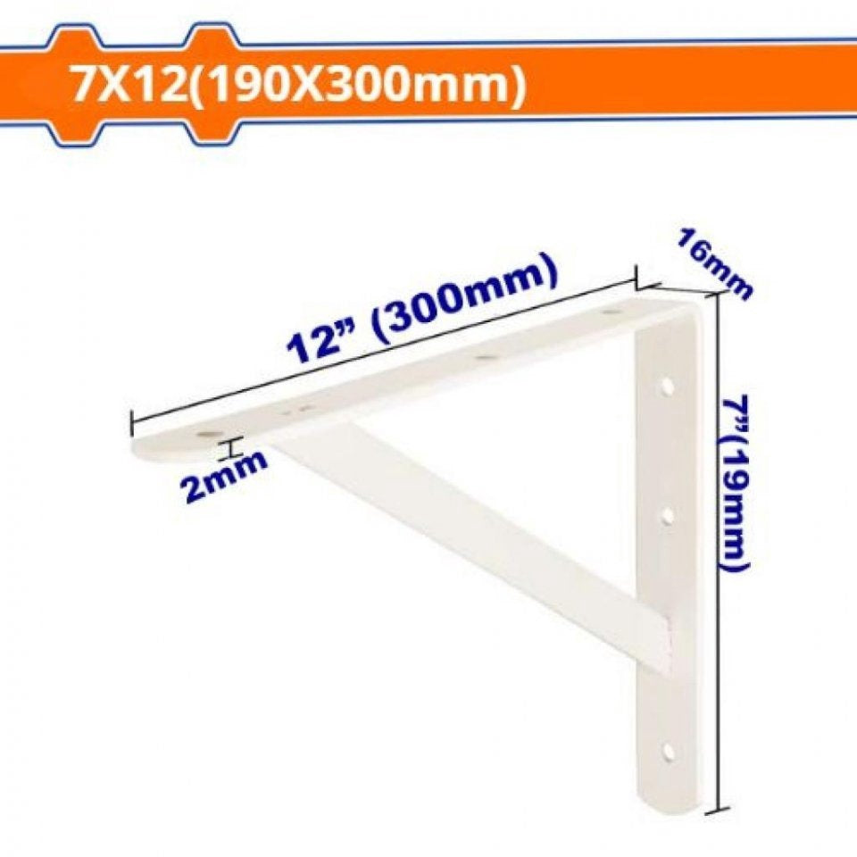 WADFOW Shelf Bracket White WZJ2330 7X12 2MM Sold Each