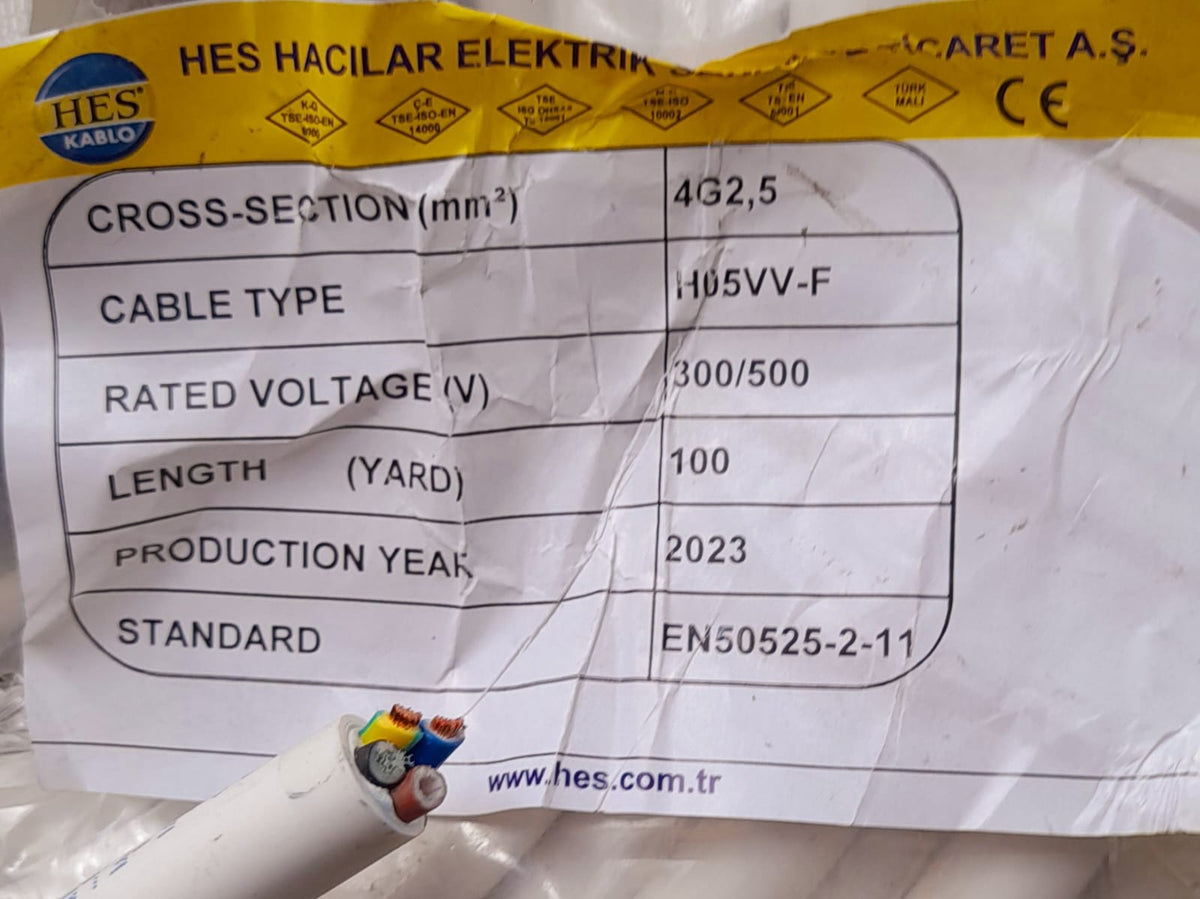HES Cable 2.5MM 4C Round Flex TURKEY/ALLIED Yard