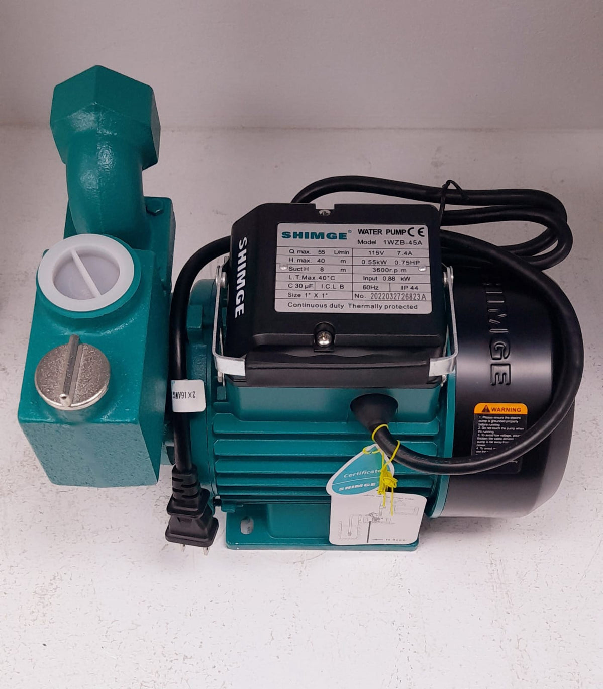 SHIMGE Water Pump 1WZB-45A 115V 0.75HP