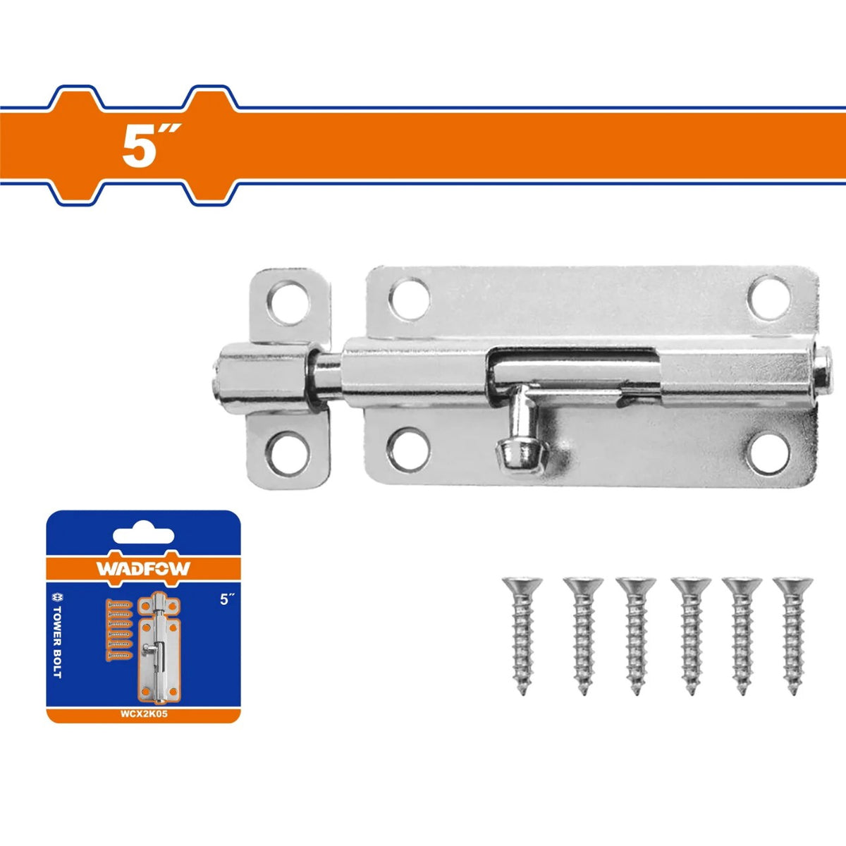 WADFOW Tower Bolt 5" Chrome WCX2K05