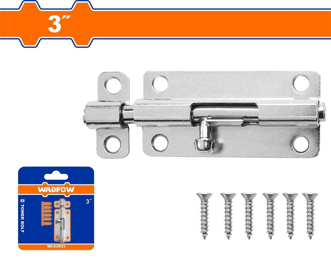 WADFOW Tower Bolt 3" Chrome WCX2K03