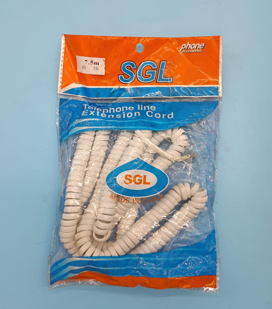 Telephone Extension Cord Sgl 7.5M / 25FT Coiled