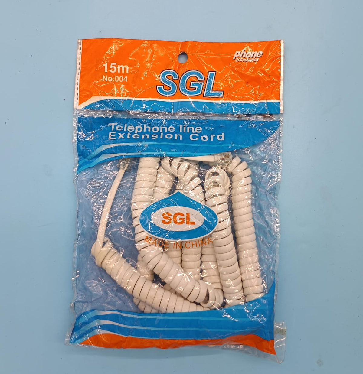 Telephone Extension Cord Sgl 15M / 50FT Coiled 004
