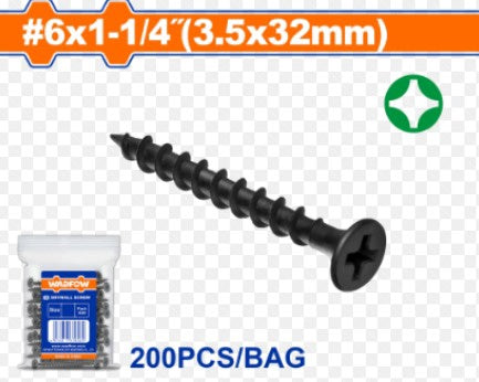 WADFOW Screw Drywall 6 X 1 1/2" Black 200PCS Box WXS1914