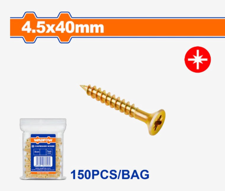 WADFOW Screw Wood 4.5 X 40MM Gold 150PCS Box WXS5932