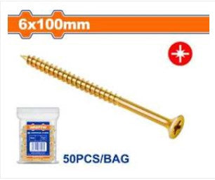 WADFOW Screw Wood 6 X 100MM Gold 50PCS Box WXS5952