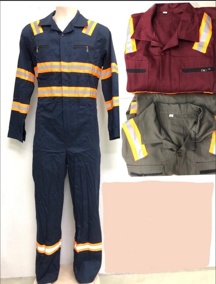 Work Overall Burgandy Long Sleeve Double Reflective 1014-9