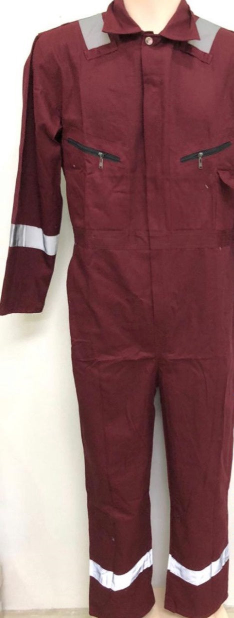 Work Overall Oil Coat Burgandy Long Sleeve Reflective 1015-9
