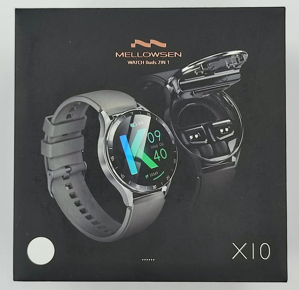 GENERIC Watch Smart Mellowsen X10 2IN1 with Buds Rubber Band Round Face