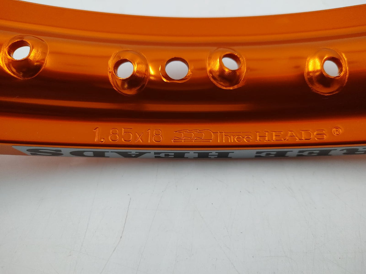 M/CYCLE Rim 1.85 X 18 Three Heads Orange Sold Each Aluminum