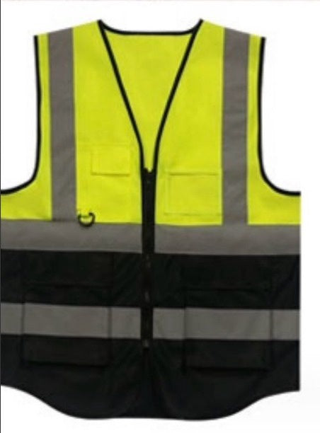 Safety Vest Yellow & Black Reflective Xl FGY-1090