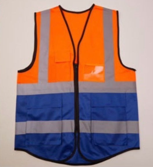 Safety Vest Orange & Blue Reflective FGY-1090