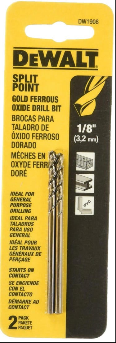 DEWALT Drill Bit Metal 1/8" 2PCS DW1908