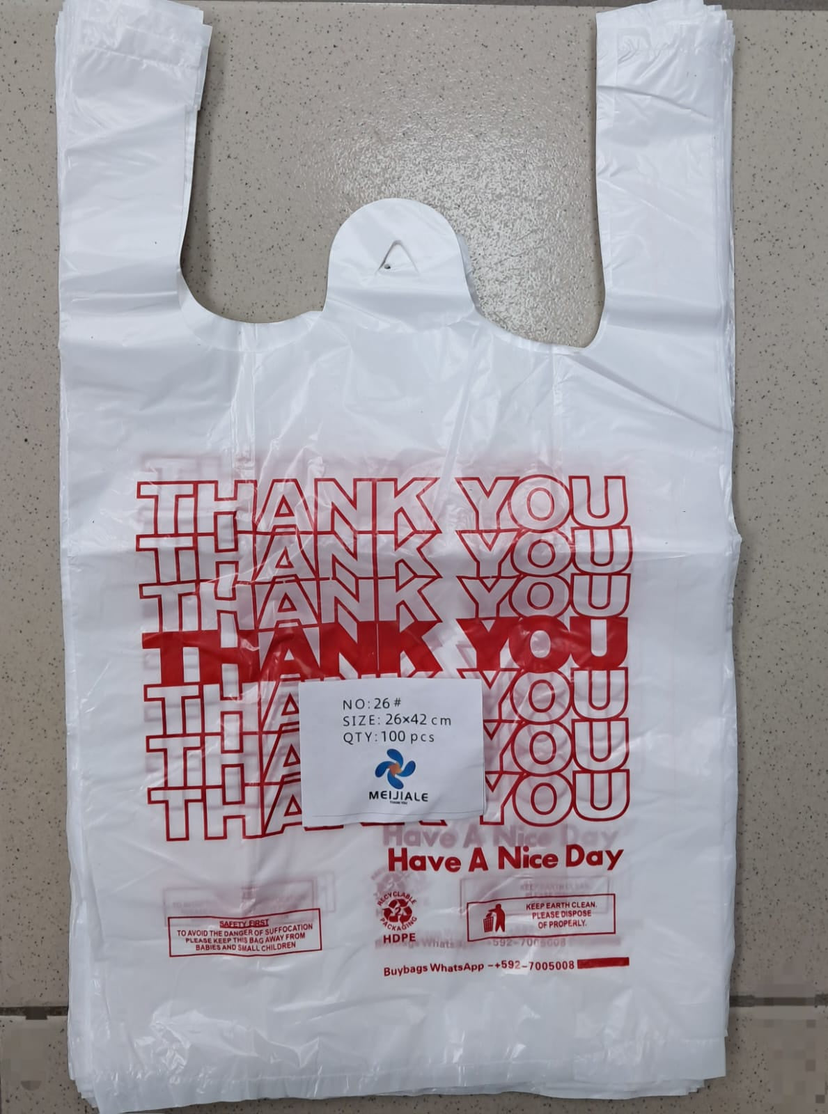 Plastic Bag White 26CMX42CM 100PCS