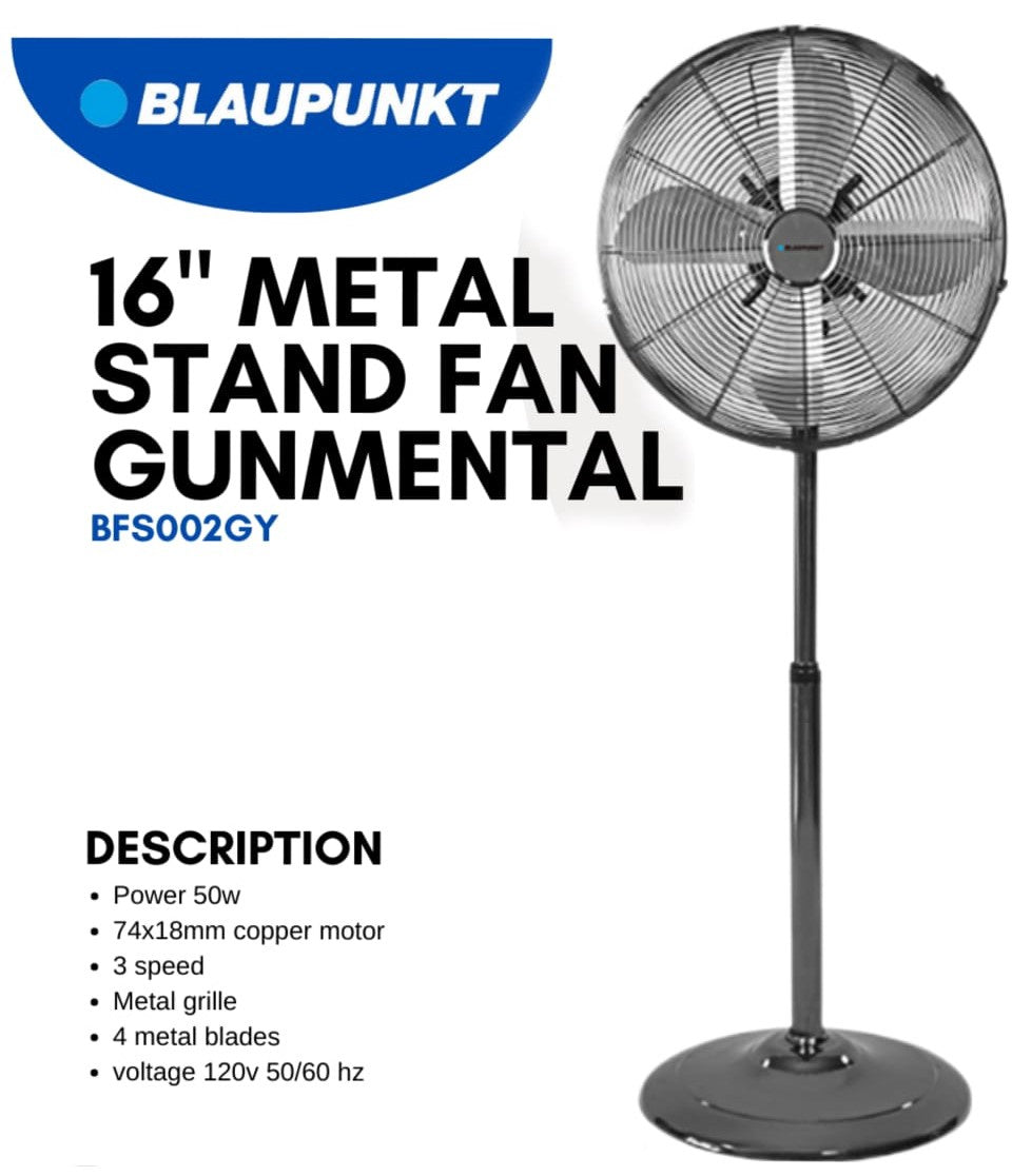 BLAUPUNKT Fan 16" Stand BFS002GY Gun Metal