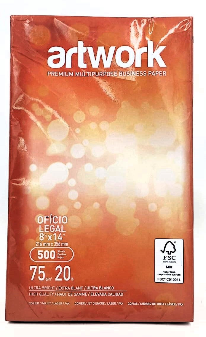 Computer Printer Paper Office Copy Artwork Legal 8.5" X 14" White 500 Sheets 75GSM