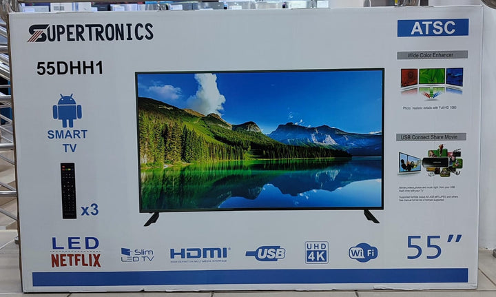 SUPERTRONICS Television 55" 55DHH1 Atsc Android Smart TV LED (3-REMOTE)
