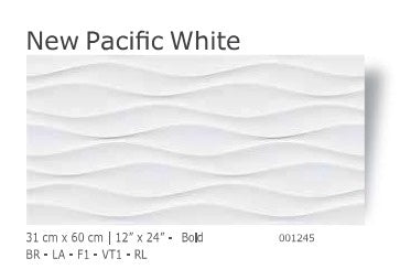 Tile Ceramic 12"X24" 31X60CM New Pacific White