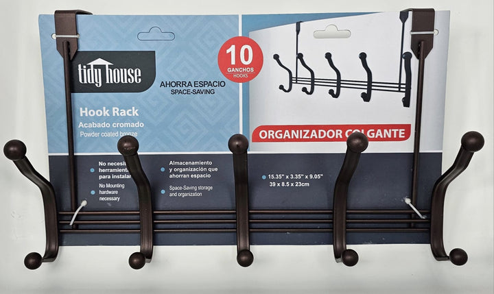 Hook Rack Over the Door 5 Hooks Bronze Tidy House TDY-308 15.35X3.35X9.05"