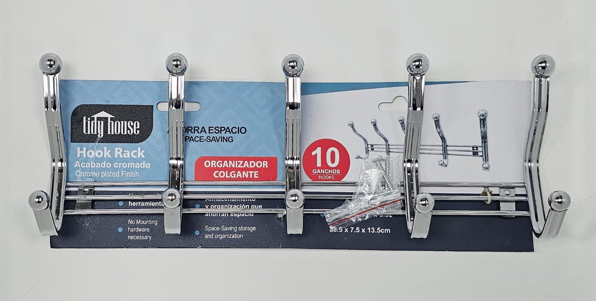 Hook Rack 5 Hooks Chrome Tidy House TDY-312 15.16X2.95X5.32"