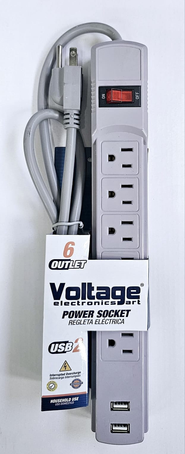 VOLTAGE Power Strip 6 Outlet with USB Port GTS-TM14