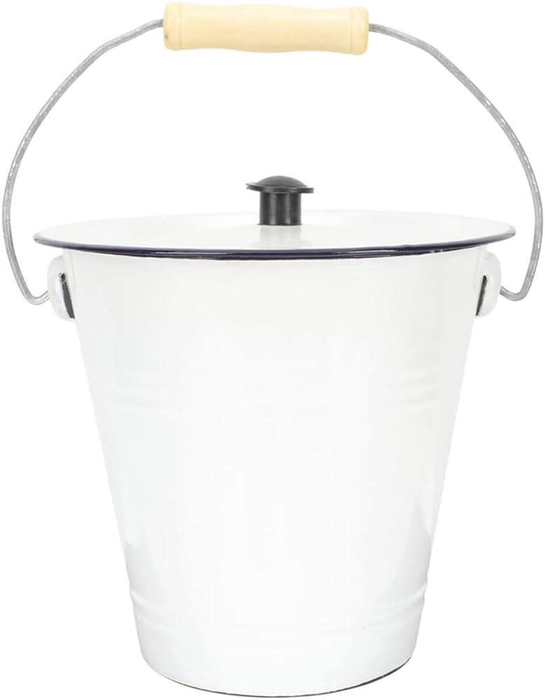 Bucket Enamel White with Cover 24CM Homestar 346512