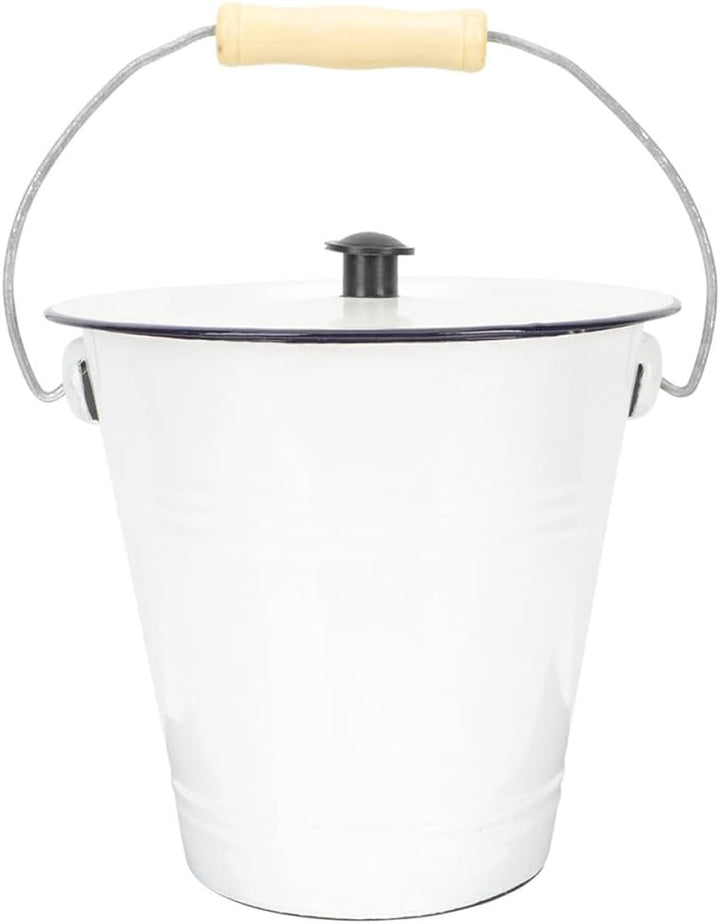 Bucket Enamel White with Cover 24CM Homestar 346512