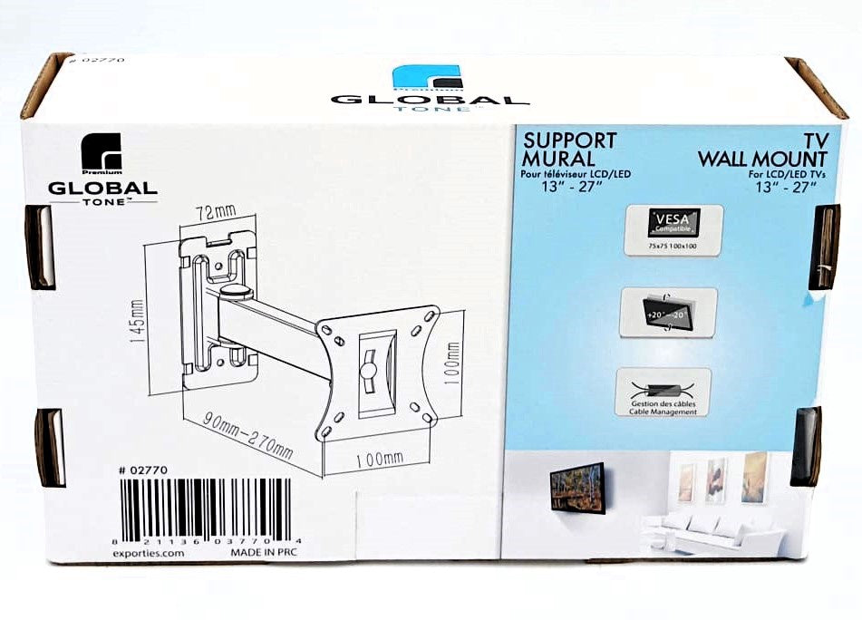 TV Wall Bracket 13"-27" Full Motion Support Mural Global Tone 02770