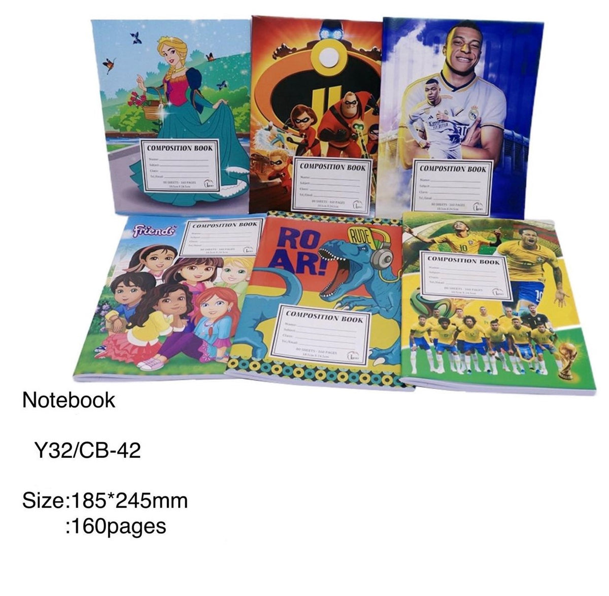 Stationery Exercise Book 80 Sheets 160 Pages 18.5CM X 24.5CM Composition Book Y32/CB-42 Soft Cover Lucky