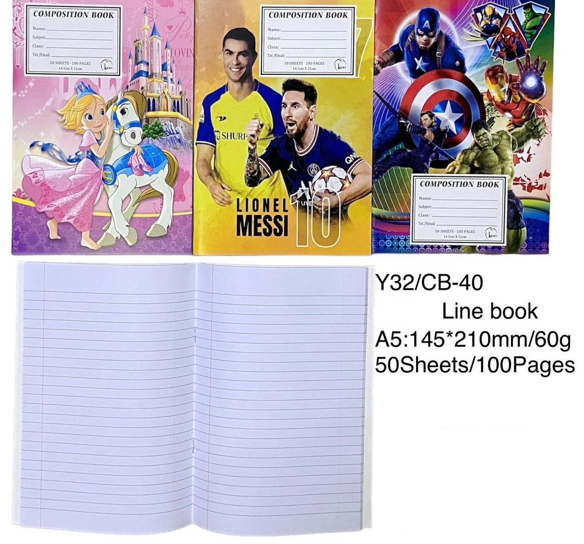 Stationery Exercise Book 50 Sheets 100 Pages 14.5CM X 21CM Composition Book Y32/CB-40 Soft Cover Lucky