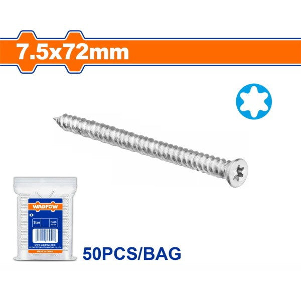 WADFOW Screw Concrete 7.5X72MM 50PCS Pack WXSN914
