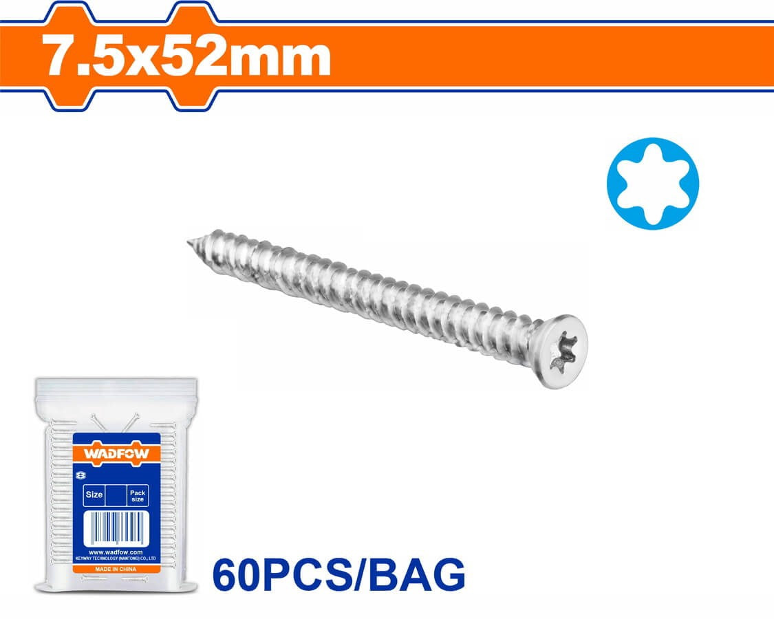 WADFOW Screw Concrete 7.5X52MM 60PCS Pack WXSN912
