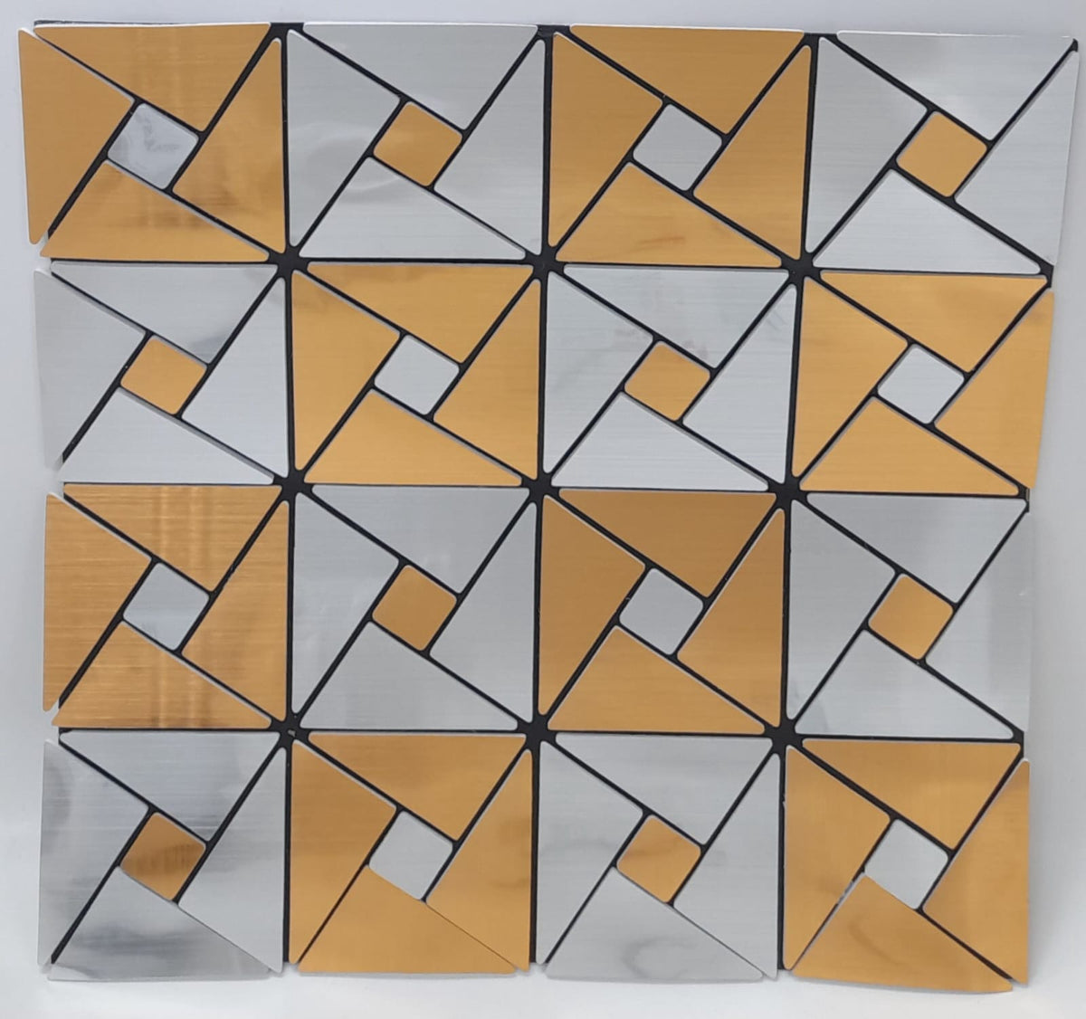Wall Decor Sticker 30 X 30CM MK-05 Gold & Silver Triangle & Squares