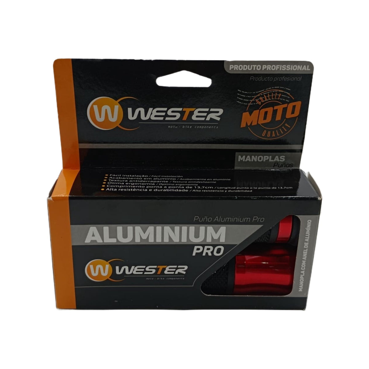 M/CYCLE Handle Grip Red Aluminium Pro Wester Moto WM1562