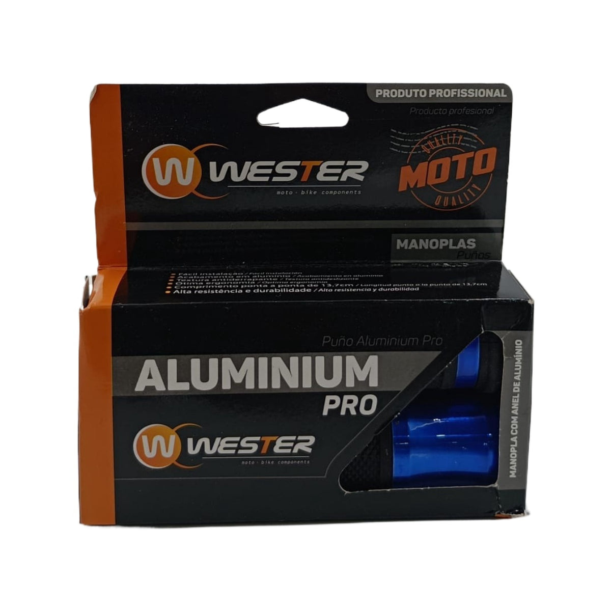 M/CYCLE Handle Grip Blue Aluminium Pro Wester Moto WM1563