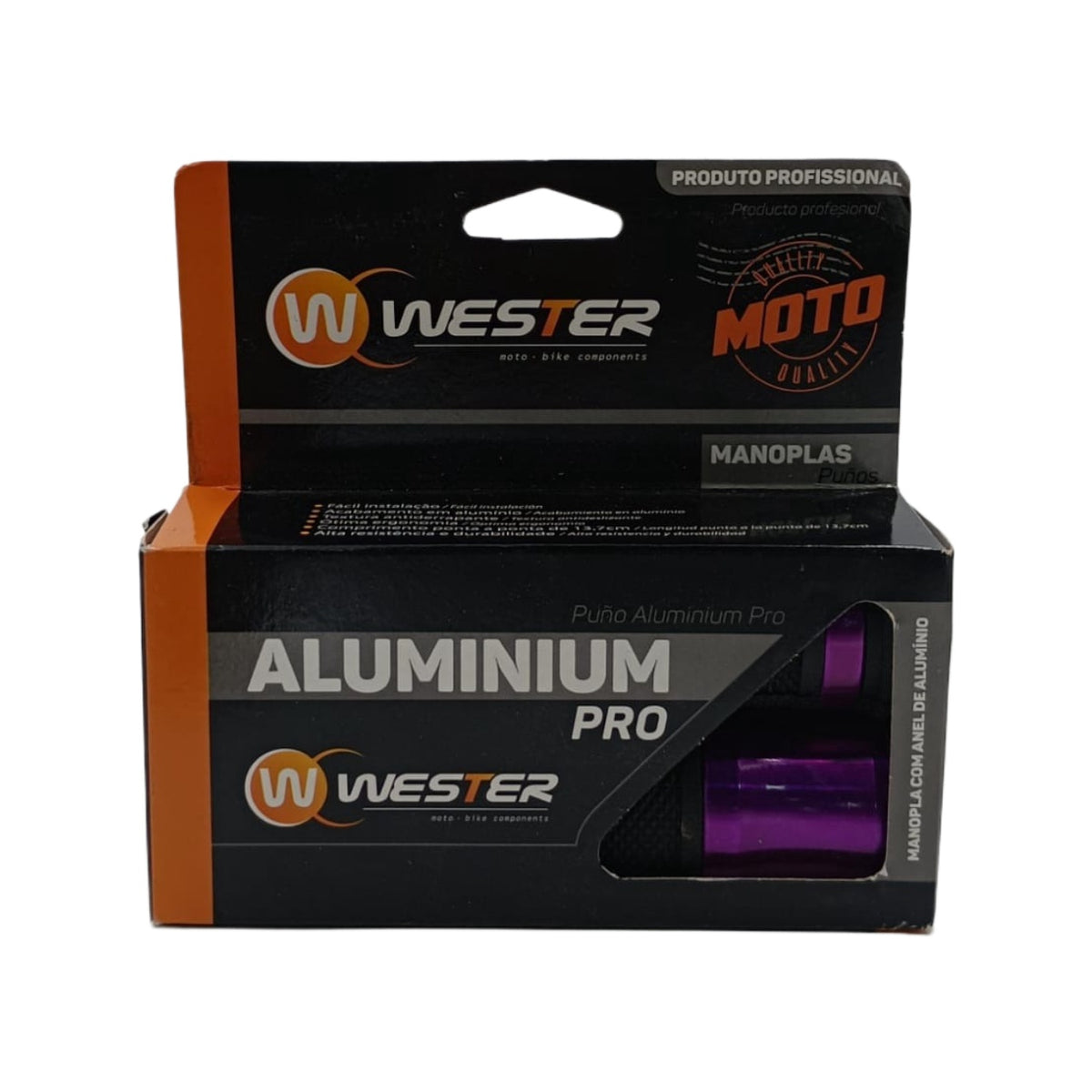 M/CYCLE Handle Grip Purple Aluminium Pro Wester Moto WM15619