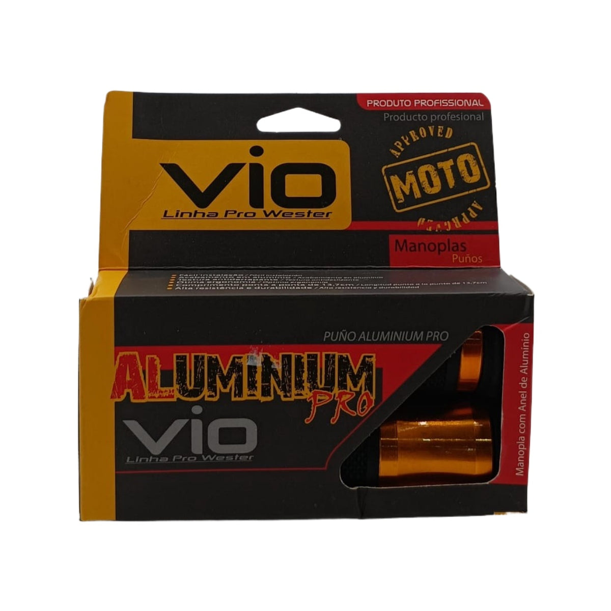M/CYCLE Handle Grip Gold Aluminium Pro Vio Moto WM15614