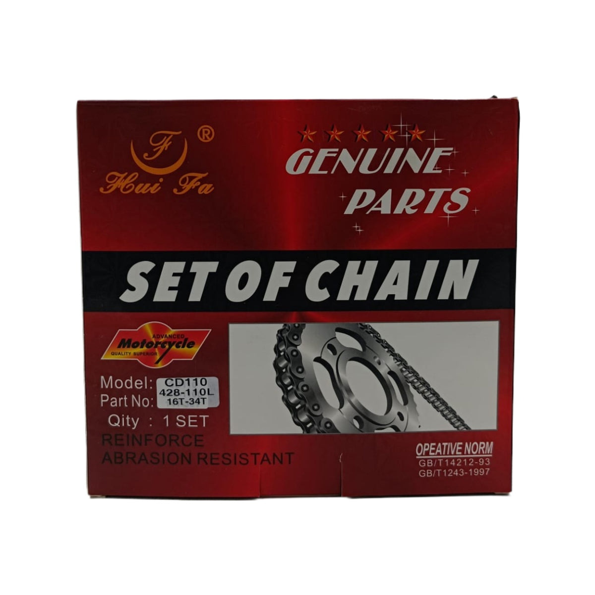M/CYCLE Sprocket / Chain Set 110 428-110L 16T-34T CD110 Hui Fa