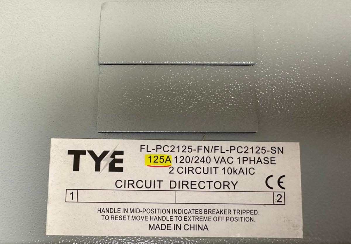 TYE Breaker Panel 2 X 4 125AMPS Surface Type