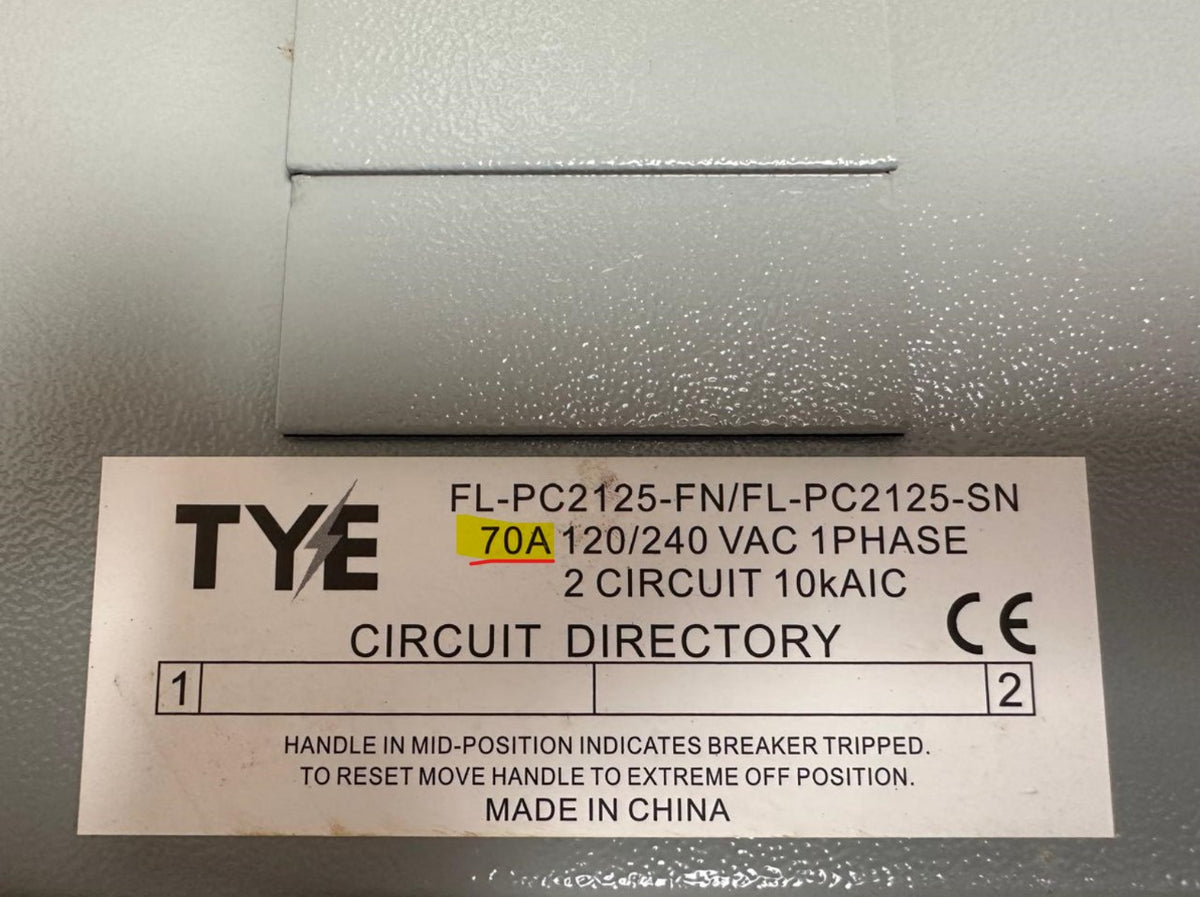 TYE Breaker Panel 2 X 4 70AMP Surface Type