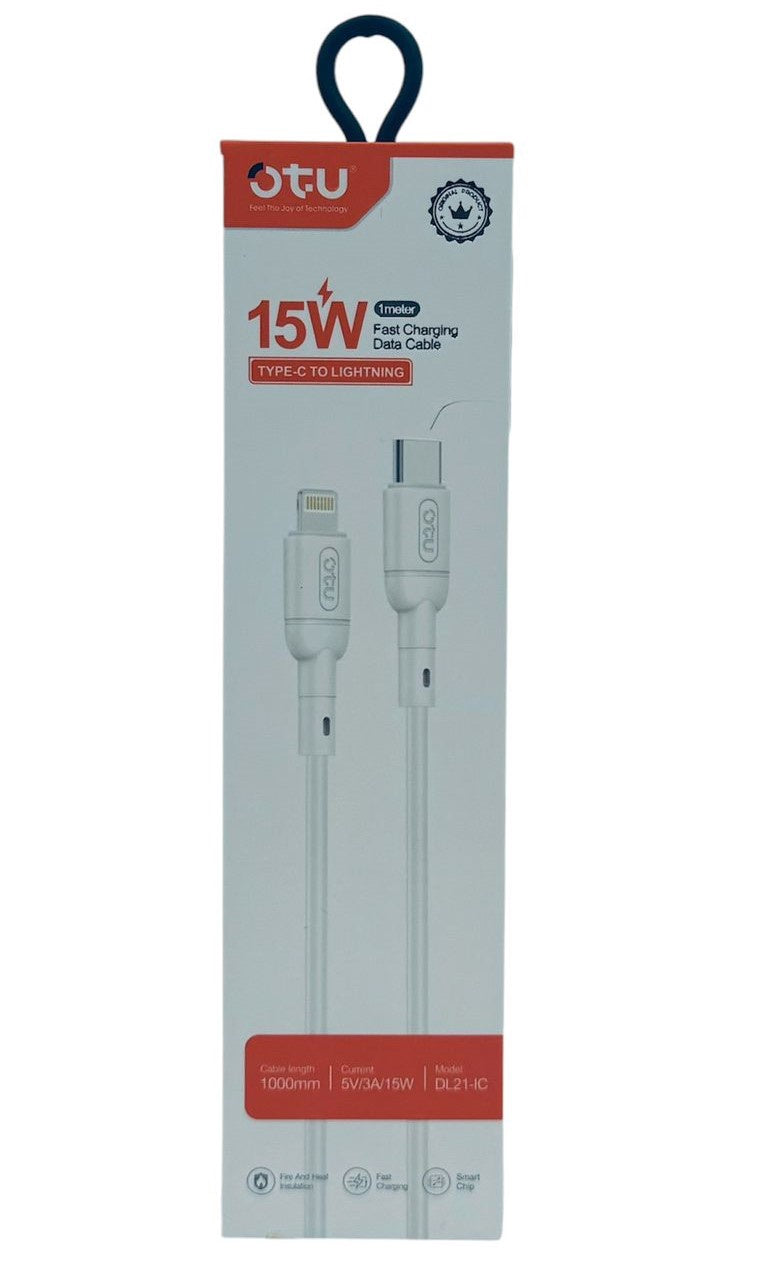 OTU Charger Cable USB DL21-IC 1000MM TYPE-C to Lighting 15W Fast Charging Data Cable