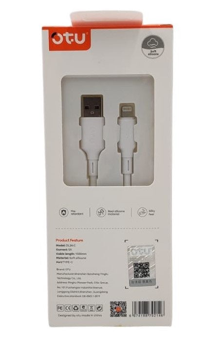 OTU Charger Cable USB DL19-I 1200MM Lighting 3.6A High Elasticity Data Cable