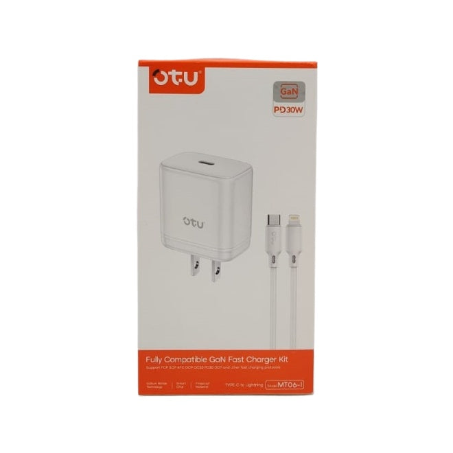 OTU Charger Cable USB MT06-I Lighting to TYPE-C Pd 30W Fully Compatible Gan Fast Charger Kit