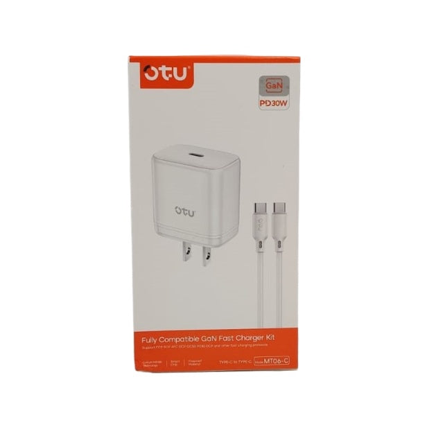 OTU Charger Cable USB MT06-C TYPE-C to TYPE-C Pd 30W Fully Compatible Gan Fast Charger Kit